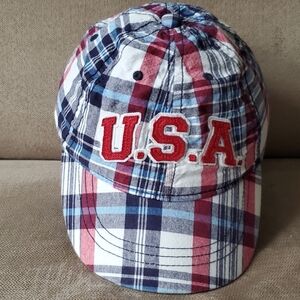 Children's Place Plaid USA Boys Baseball Cap Size S/M 4-7